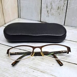 Jones NY Y2K Semi-Rim Tonal Swirl Brown Metal/Plastic Eyewear Frames & Case